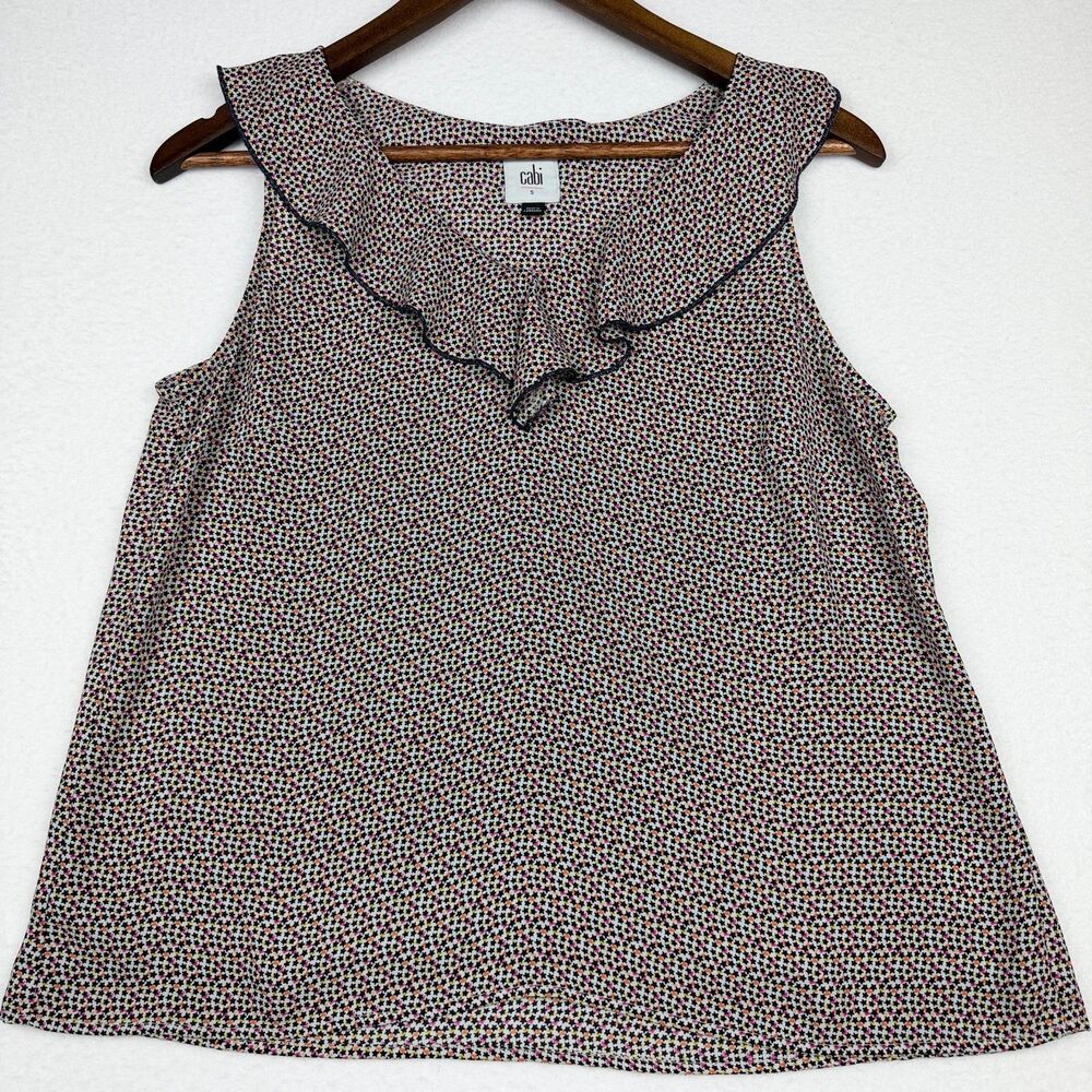 CAbi Style 3983 Star Print Ruffle Blouse Small